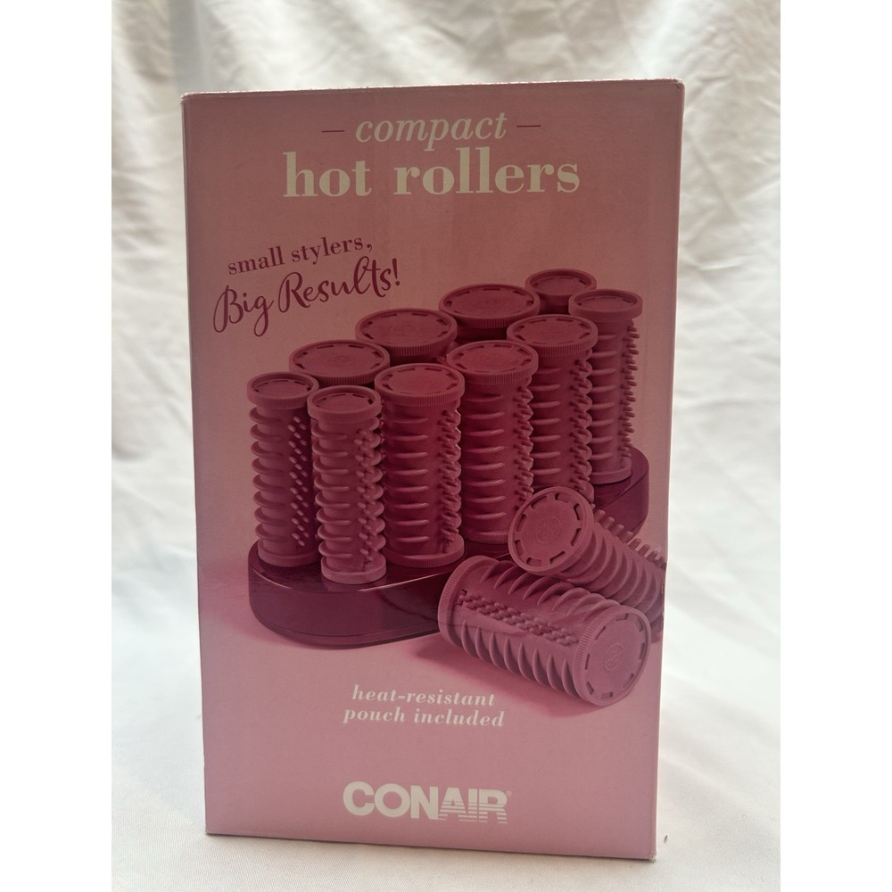 CONAIR Compact Hot Rollers Instant Heat Set 10 On The Go Styling Travel Pagent